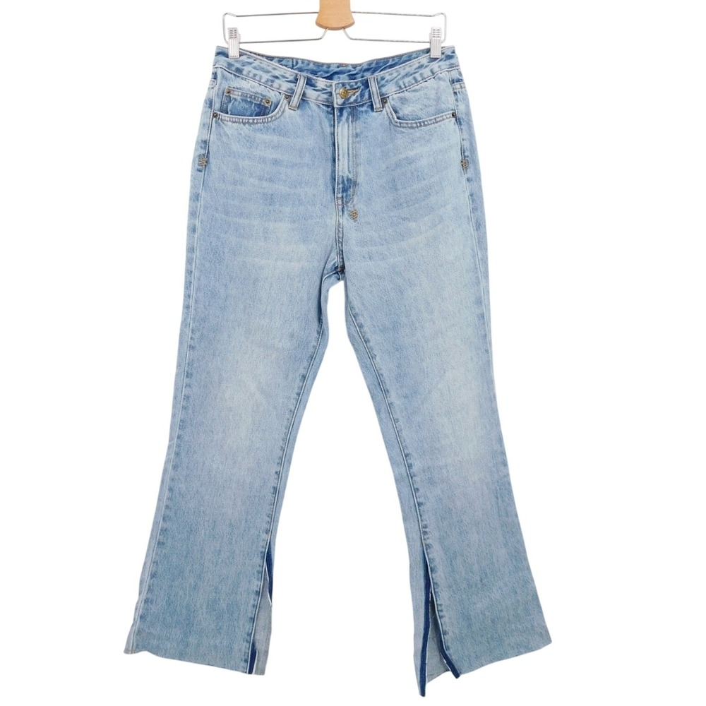 Ksubi Skinny Kickn Placid Acid Light Wash Split Hem Flare Jeans Size 29